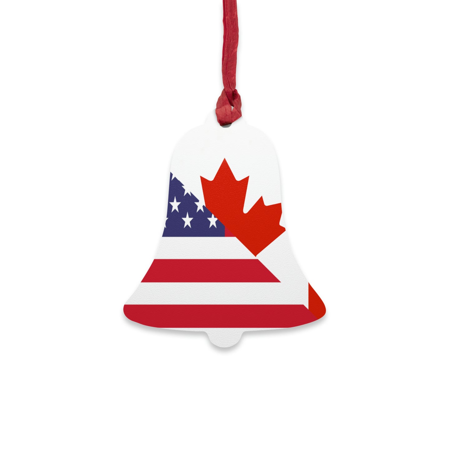 Canadian American Flag Canada USA Wooden Ornament