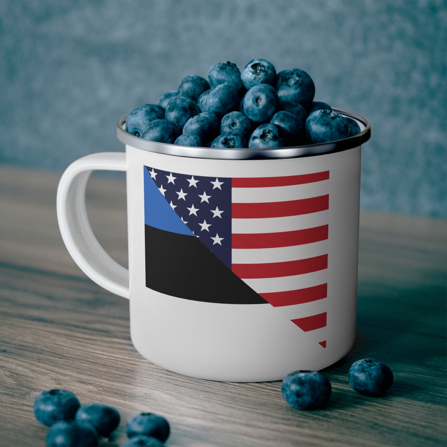 Estonian American Flag Estonia USA 12oz Enamel Mug