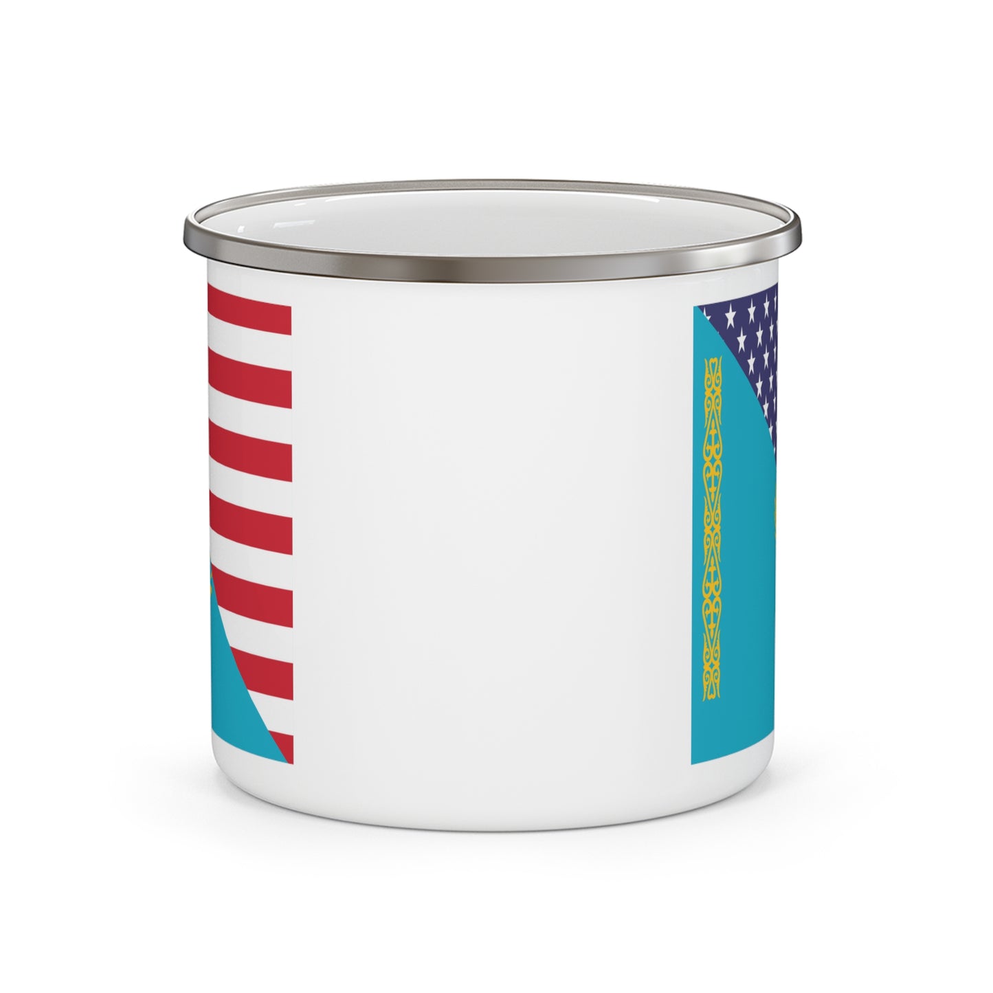 Kazakhstan American Flag USA 12oz Enamel Mug