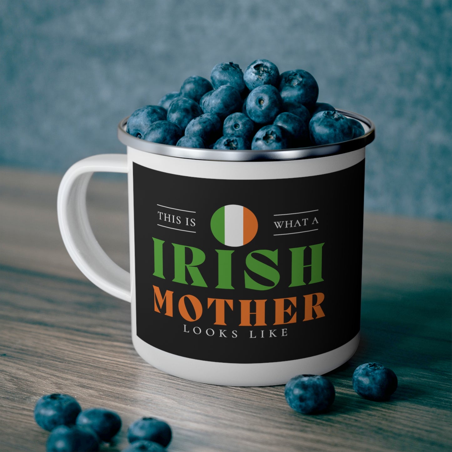 Irish Mother Looks Like Ireland Flag Mothers Day 12oz Enamel Mug