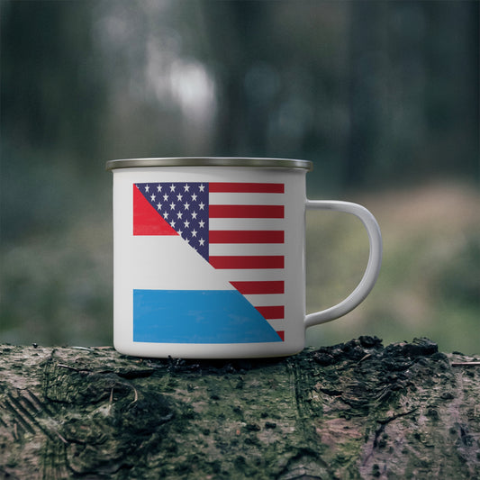 Luxembourg American Flag Luxembourger USA 12oz Enamel Mug