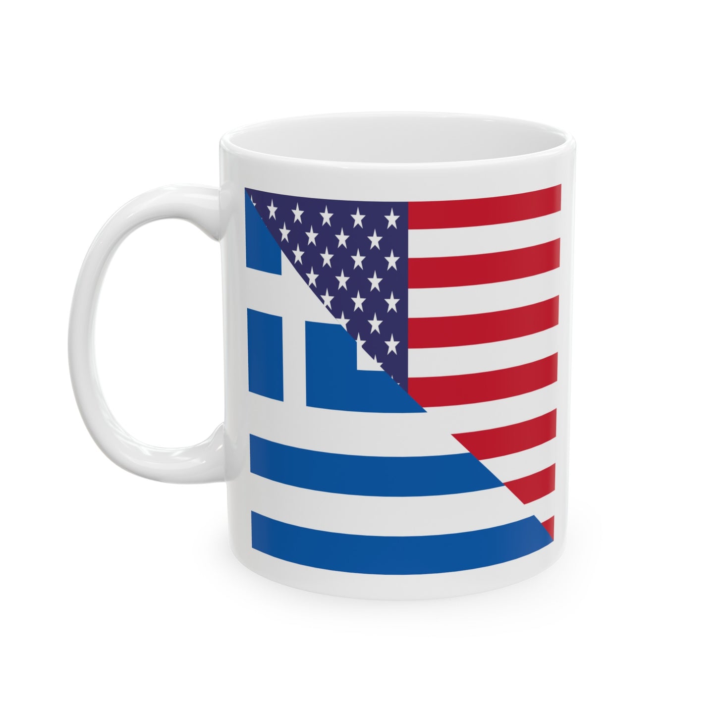 Greek American Flag Half Greece USA Ceramic Mug 11oz, 15oz Cup