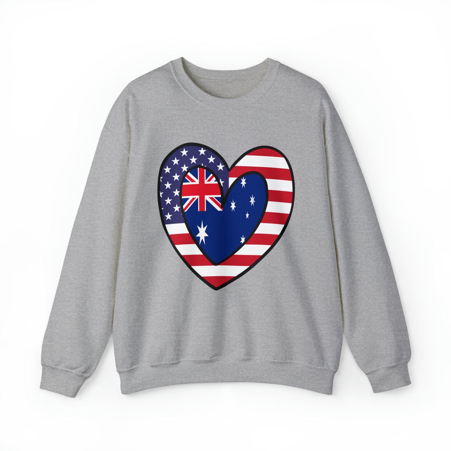 Australian American Heart Valentines Day Gift Half Australia USA Flag Unisex Sweatshirt