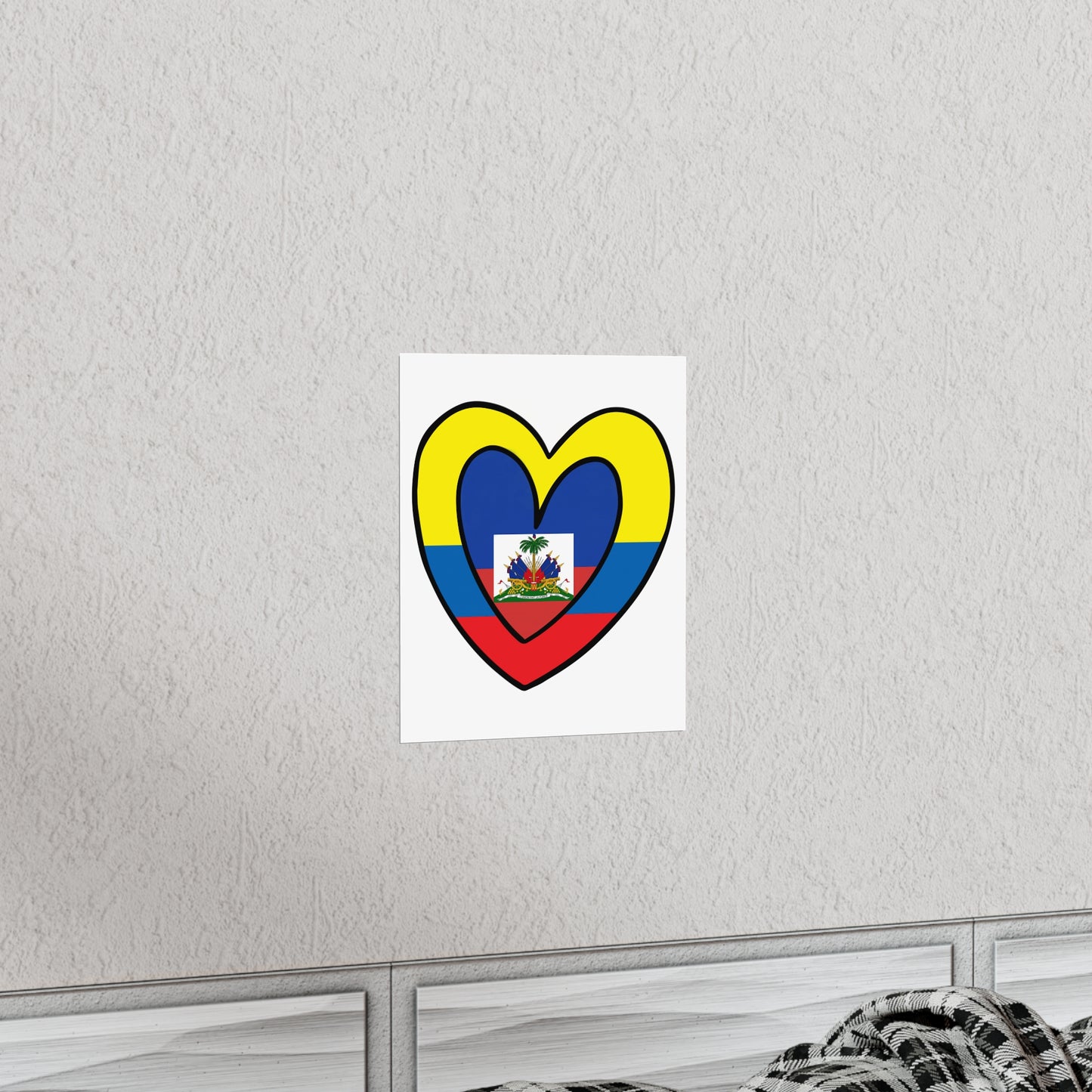 Colombian Haitian Flag Inner Heart Colombia Haiti  Premium Matte Poster