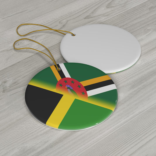 Jamaican Dominican Flag | Half Jamaica Dominica Ceramic Ornament | Christmas Tree Ornaments