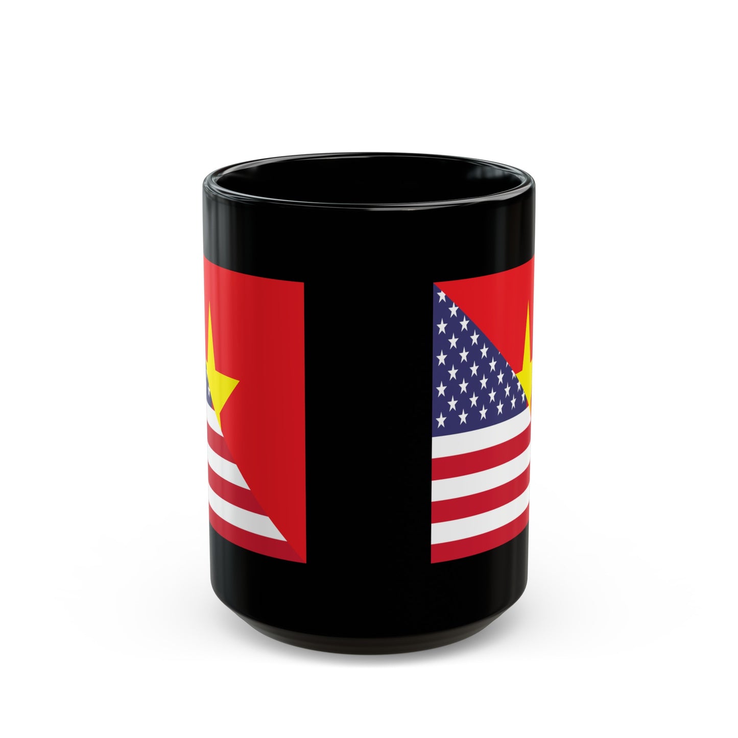 Vietnamese American Flag Half Vietnam USA Black Mug (11oz, 15oz)