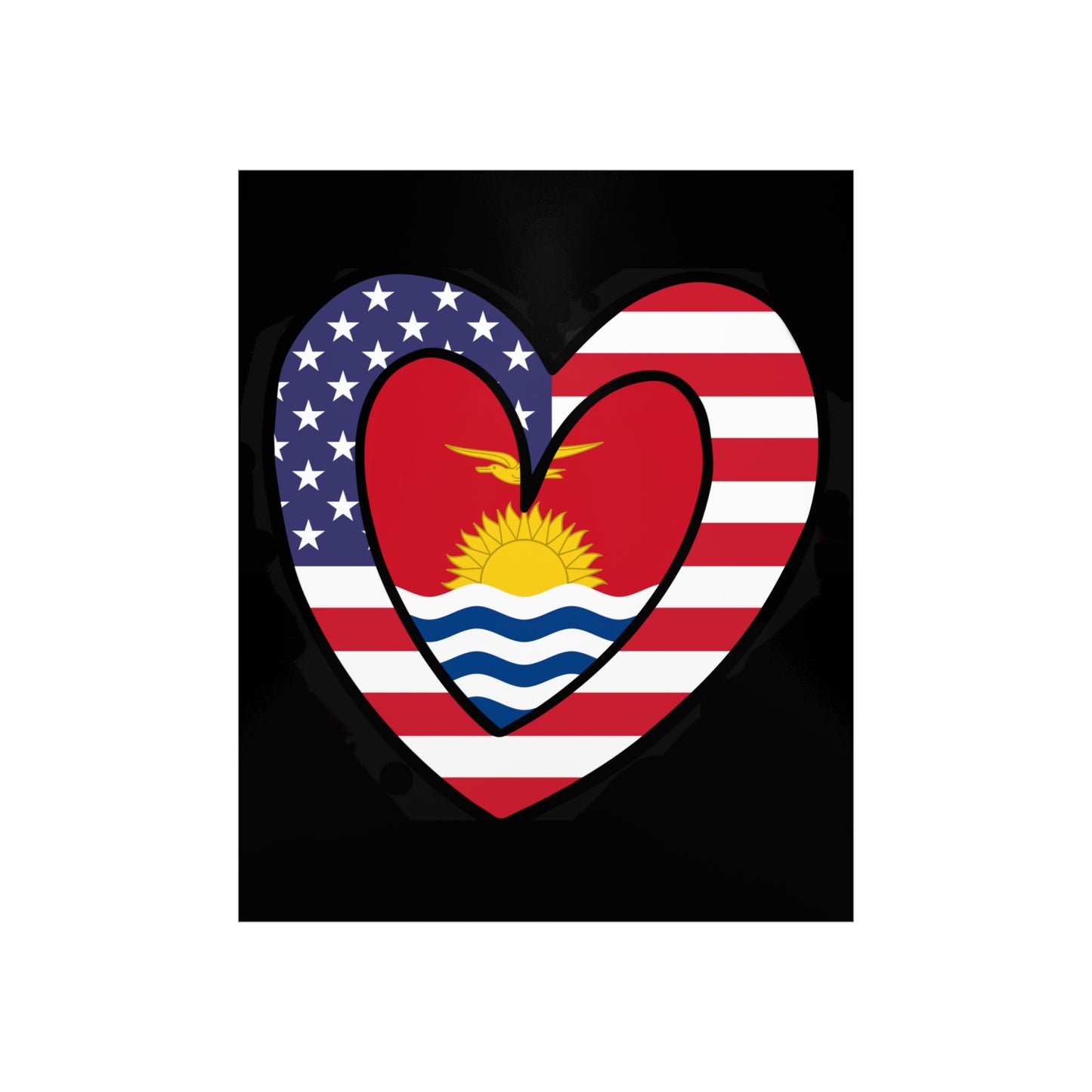 Kiribati American Heart Valentines Day Wedding Gift Half Micronesian USA Flag Premium Matte Poster