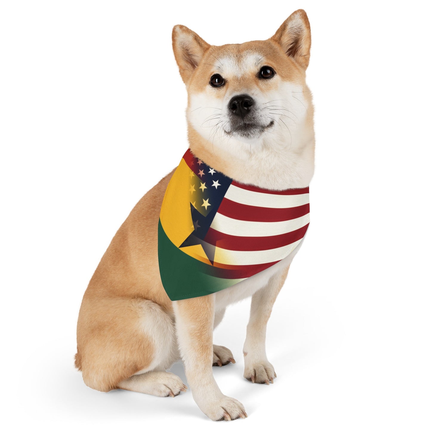 Half Ghanaian American Flag Pet Bandana Collar | USA US Ghana Dog Cat