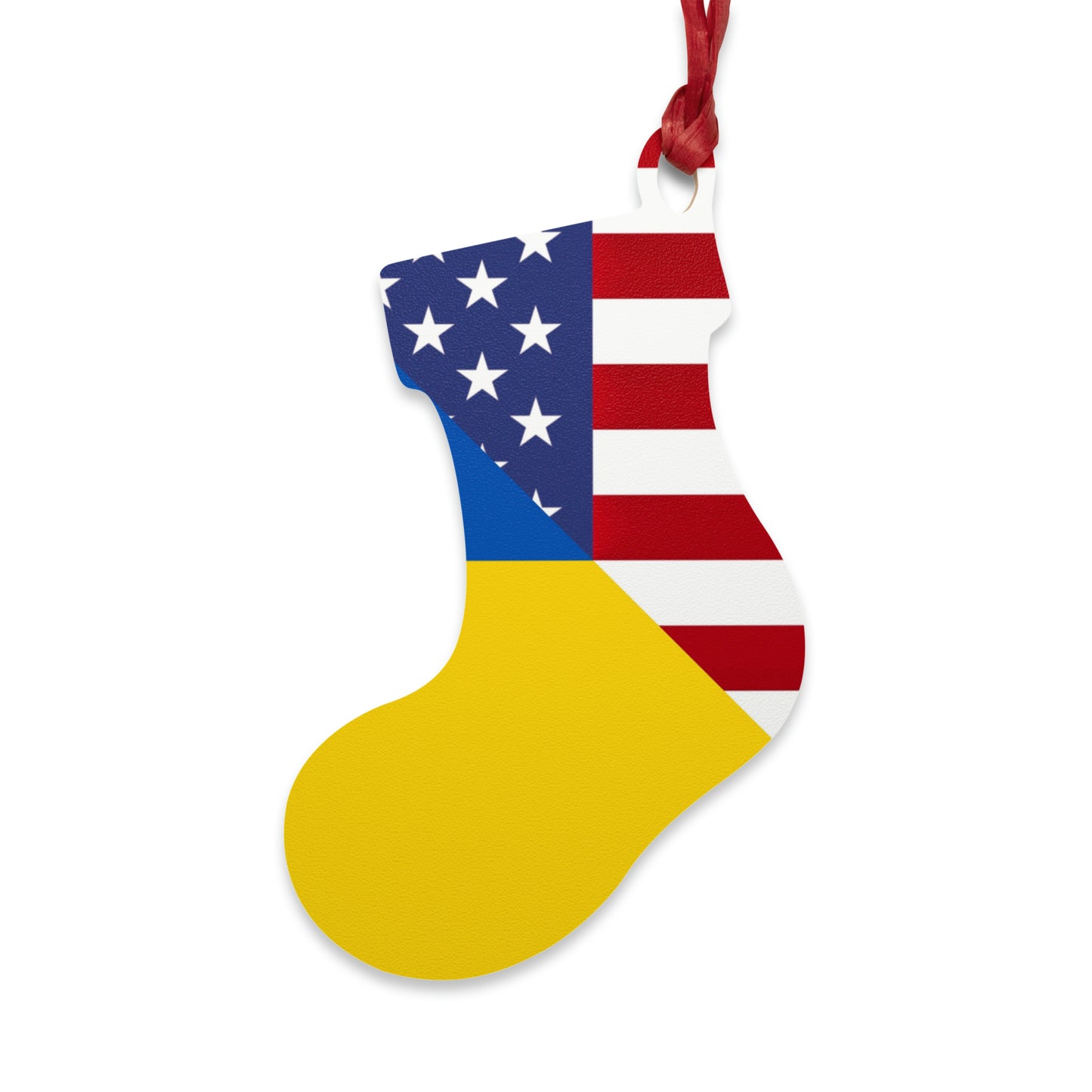 Ukrainian American Flag | Half Ukraine USA Wooden Ornament