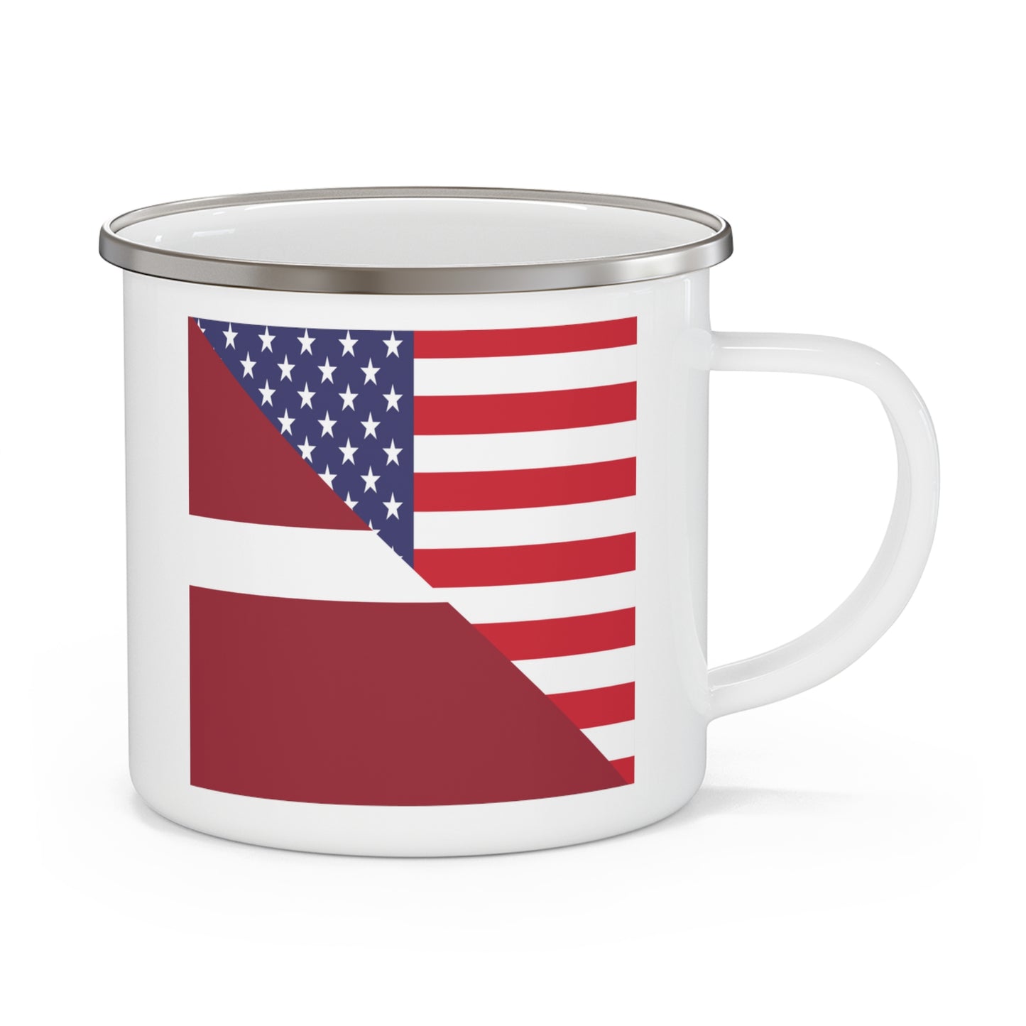 Latvian American Flag Latvia USA 12oz Enamel Mug