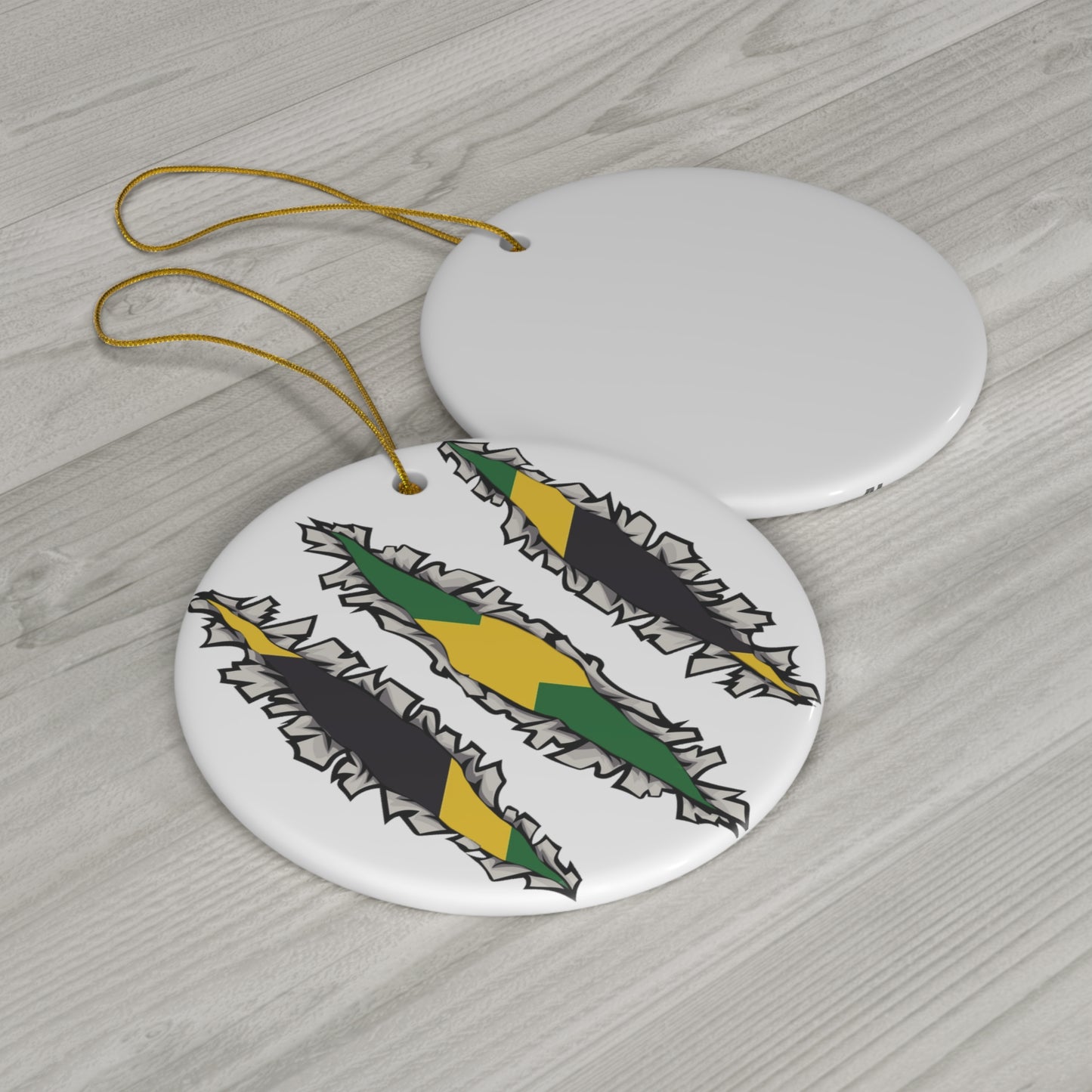 Slashed Jamaican Flag | Jamaica Woman Ceramic Ornament | Christmas Tree Ornaments