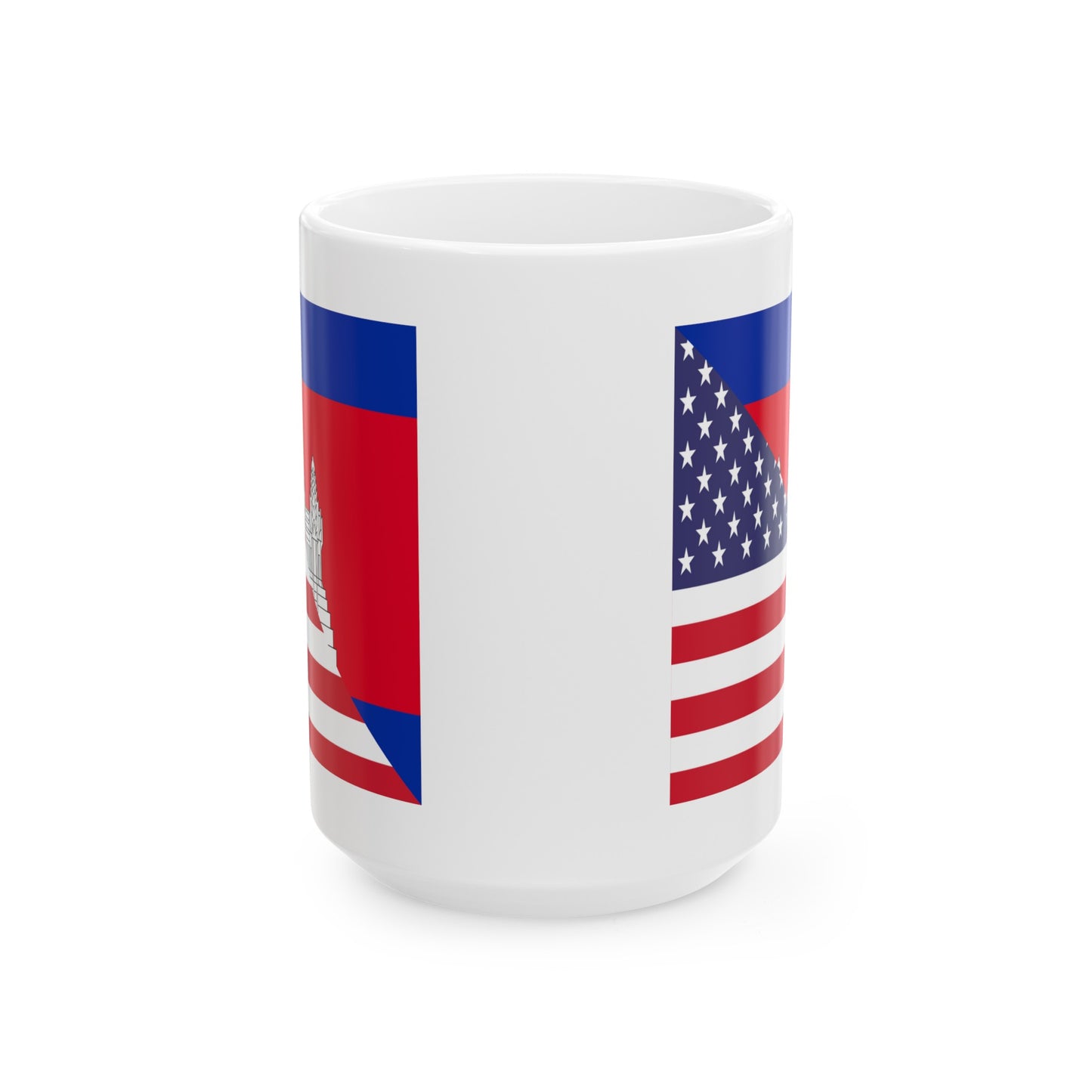 Cambodian American Flag Half Cambodia USA Ceramic Mug 11oz, 15oz Cup