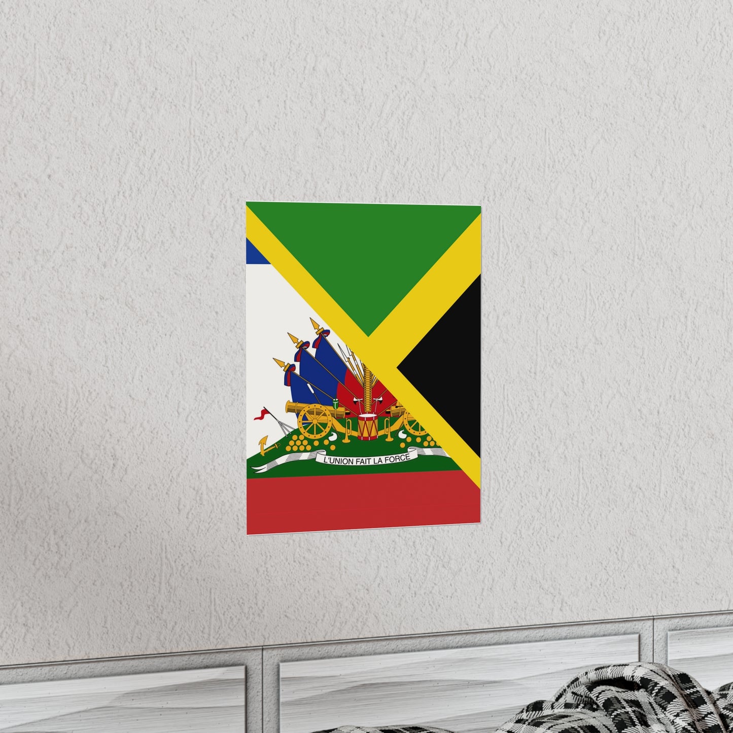 Haitian Jamaican Flag | Half Jamaica Haiti Premium Matte Poster