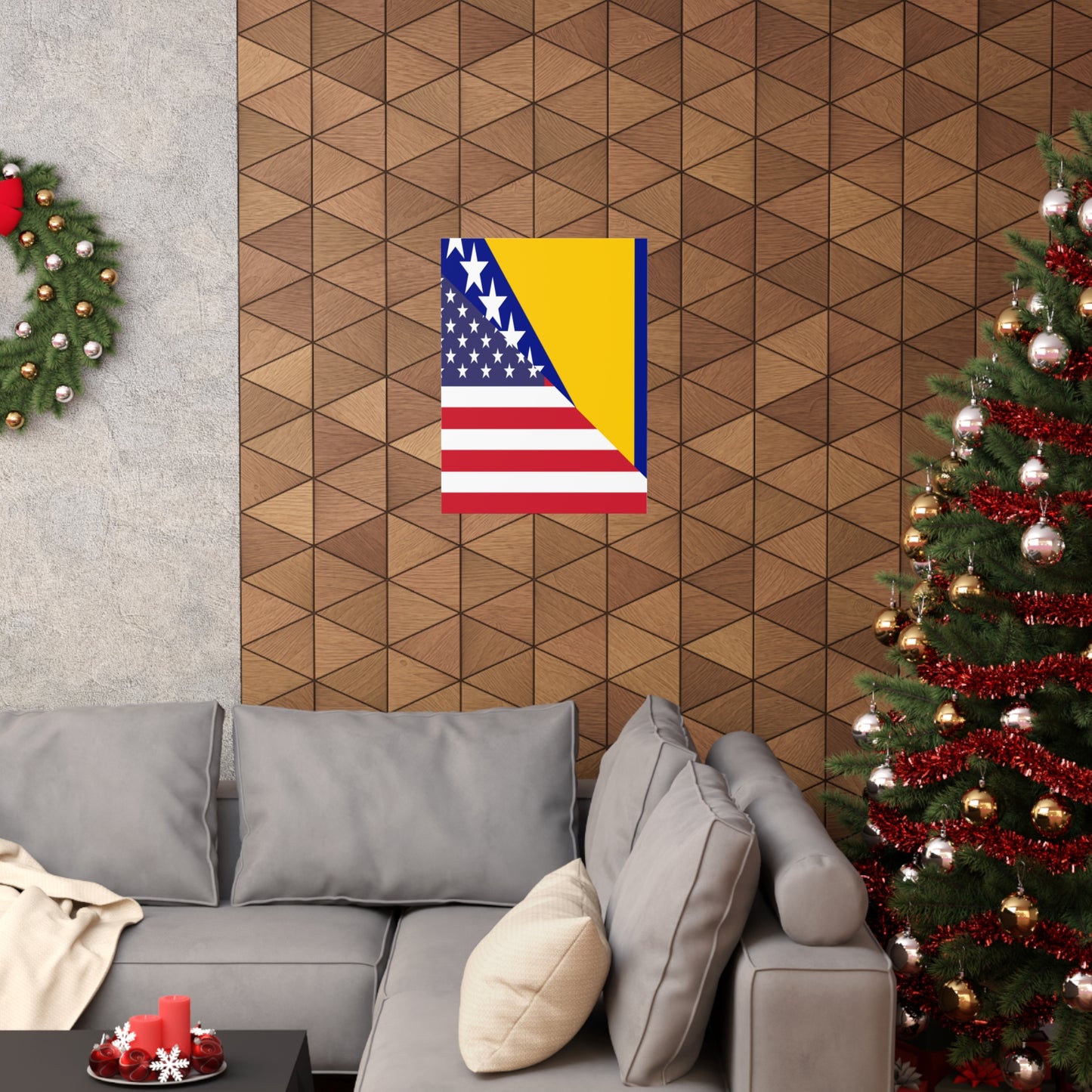 Bosnia Herzegovina American Flag Premium Matte Poster