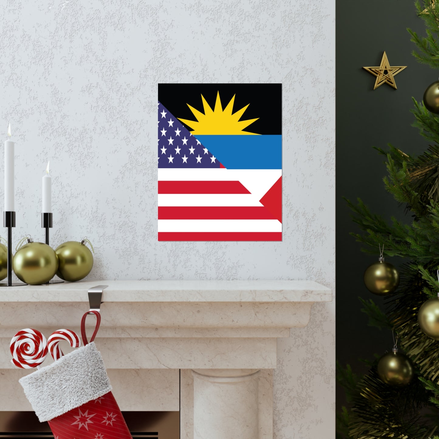 Antigua and Barbuda American Flag Antiguan USA Premium Matte Poster