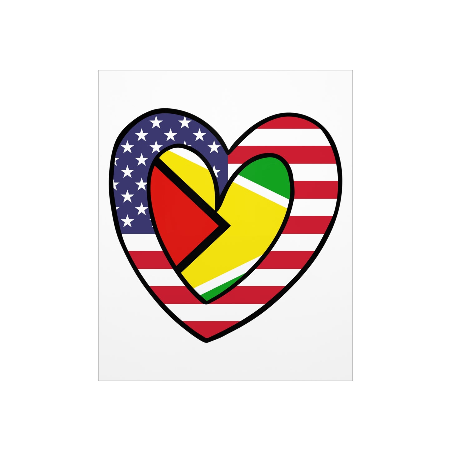 Guyanese American Heart Valentines Day Gift Half Guyana USA Flag Premium Matte Poster