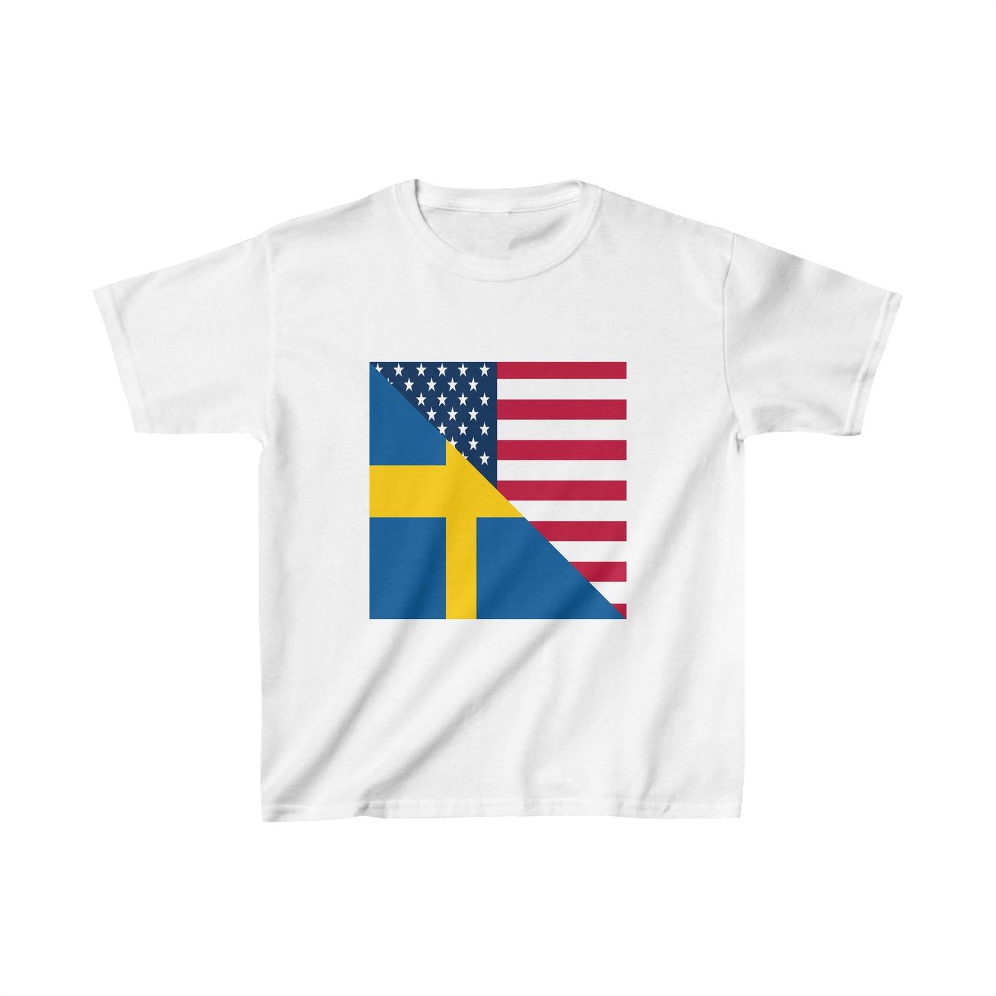 Kids Swedish American Flag Sweden USA T-Shirt | Unisex Tee Shirt