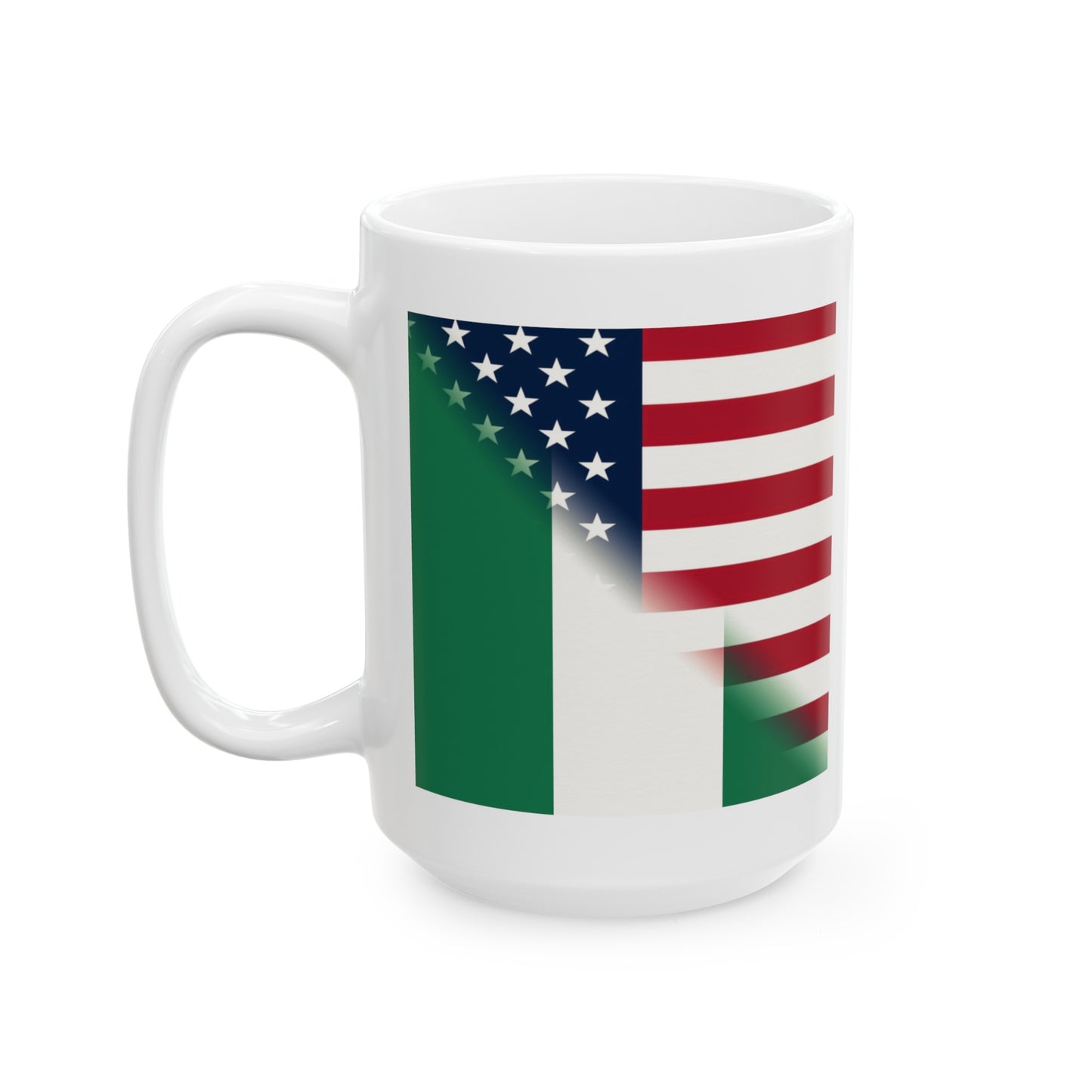 Nigerian American Flag Half Naija USA African Ceramic Mug 11oz, 15oz Cup