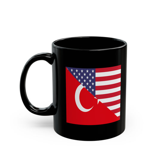 Turkey American Flag Half USA Black Mug (11oz, 15oz)