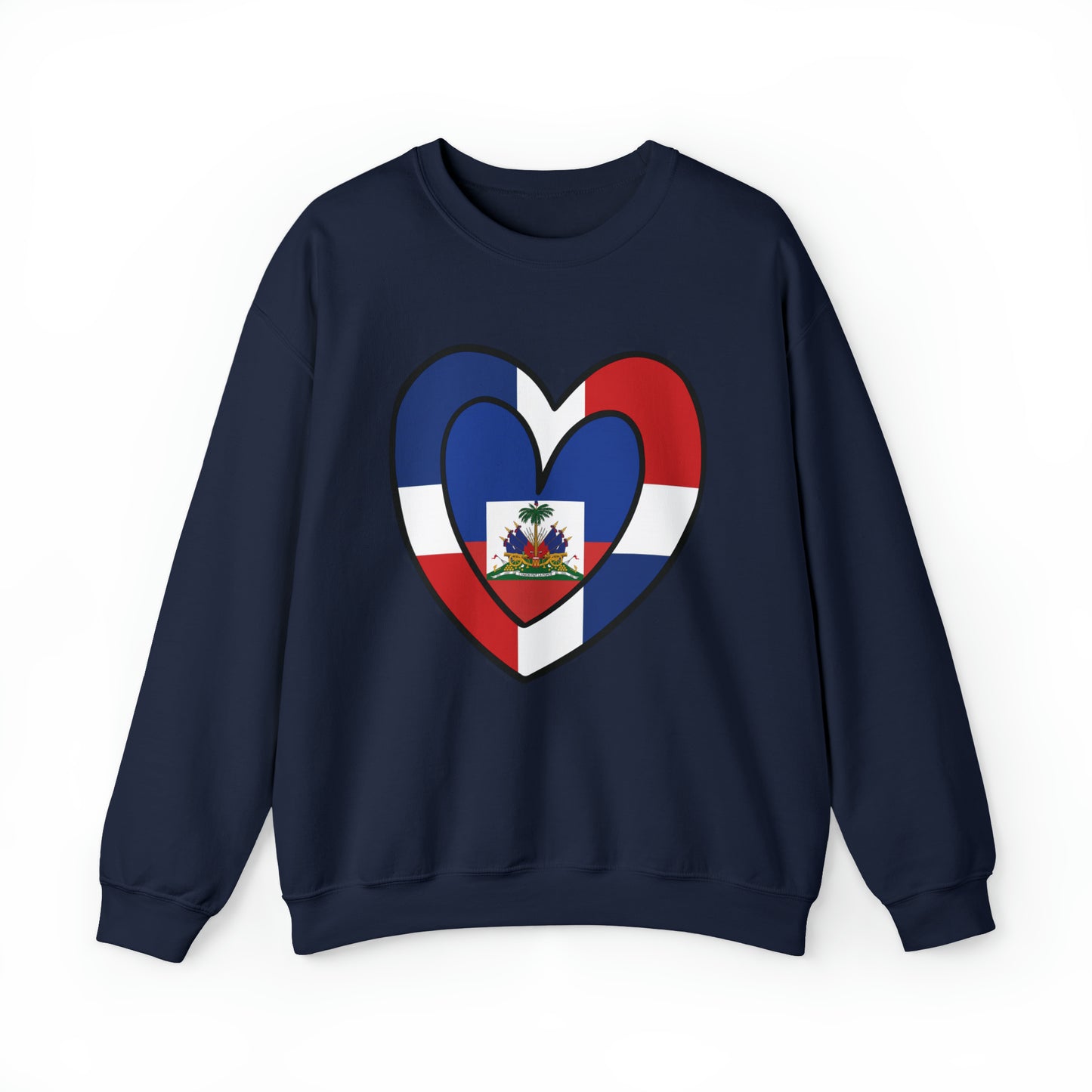 Dominican Haitian Flag Inner Heart DR Republic Haiti  Unisex Sweatshirt