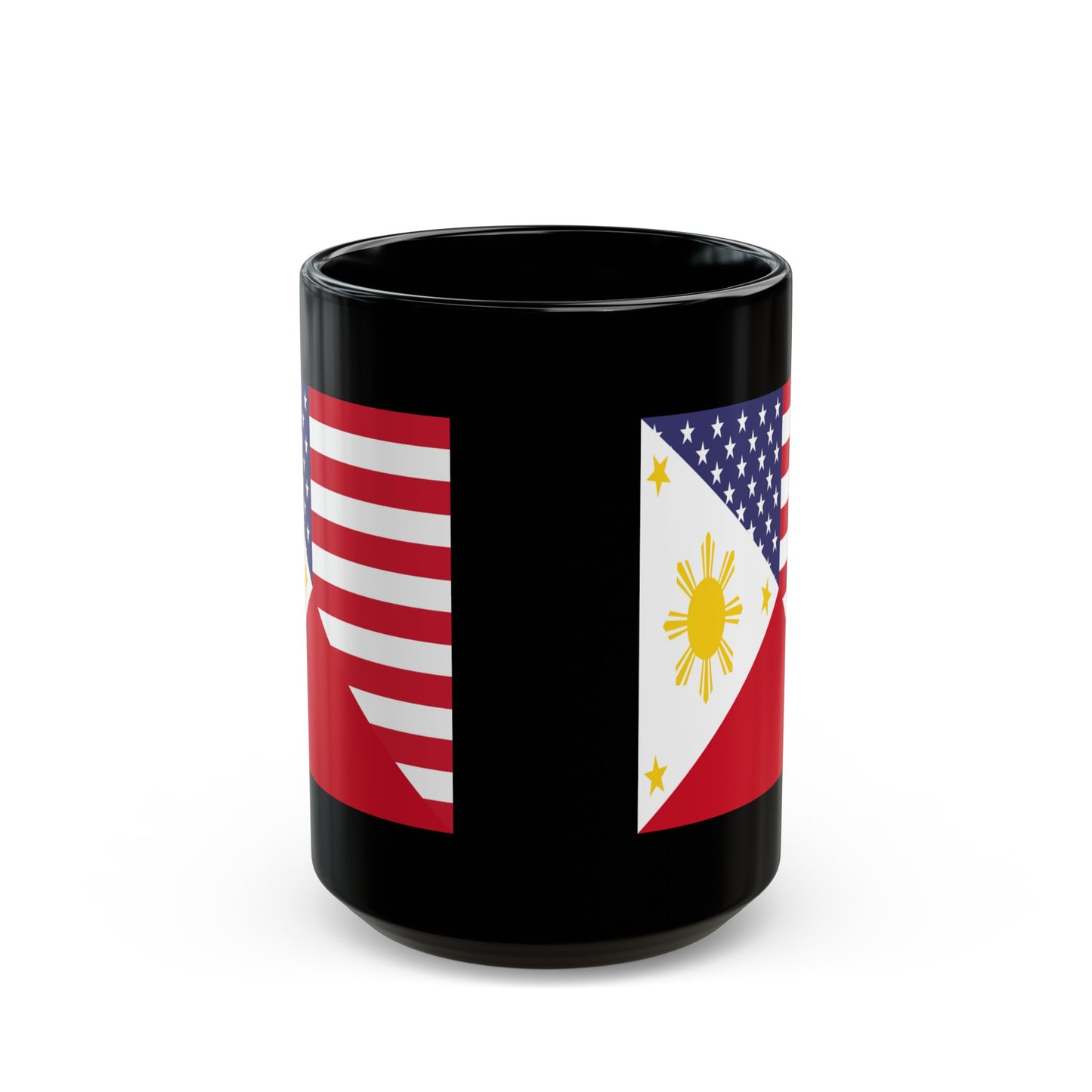 Filipino American Flag Half Philippines USA Black Mug (11oz, 15oz)