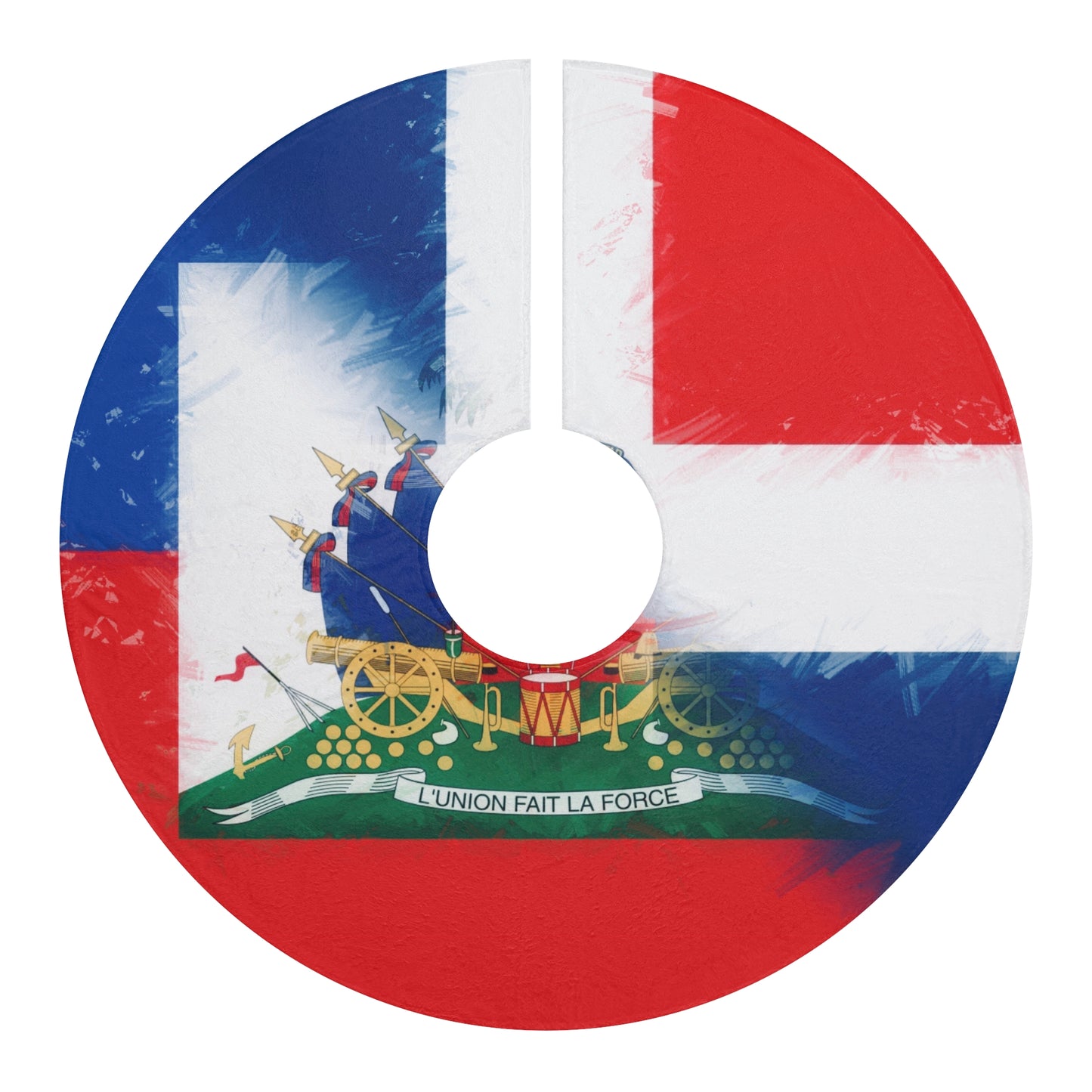 Haiti Dominican Republic Flag | Hispaniola DR Half Haitian Dominican Flag Christmas Tree Skirt