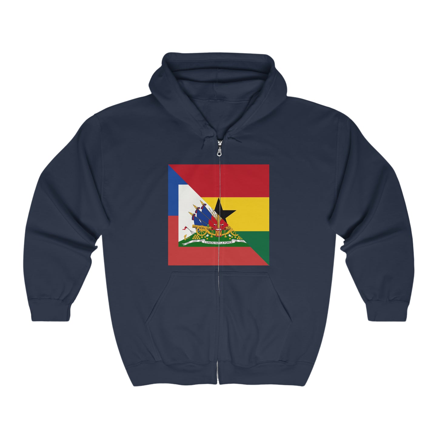 Haitian Ghanaian Flag | Half Haiti Ghana Zip Hoodie | Hooded Sweatshirt