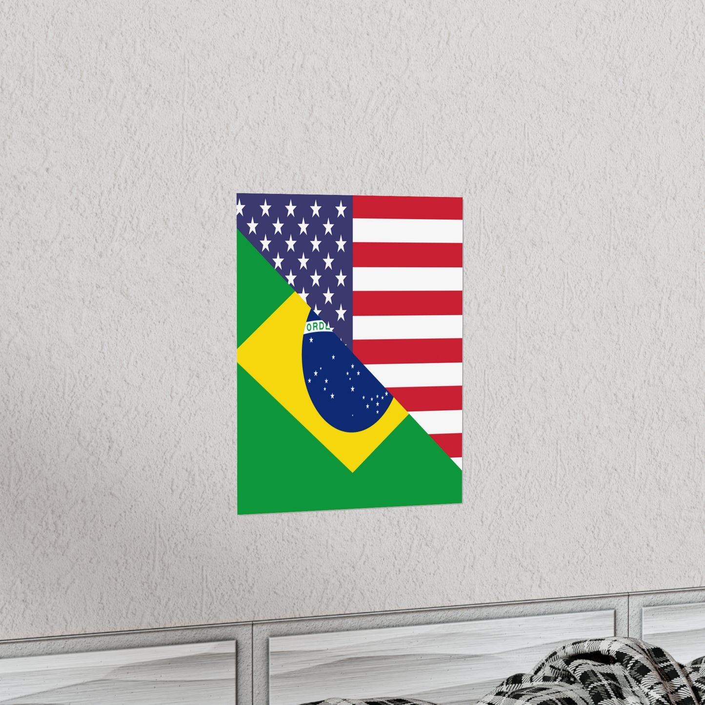 Brazilian American Flag Half Brazil USA Brasil Premium Matte Poster