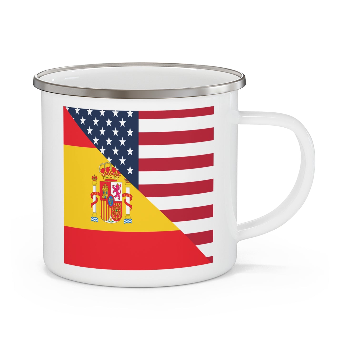 Spain American Flag Half Spanish USA 12oz Enamel Mug