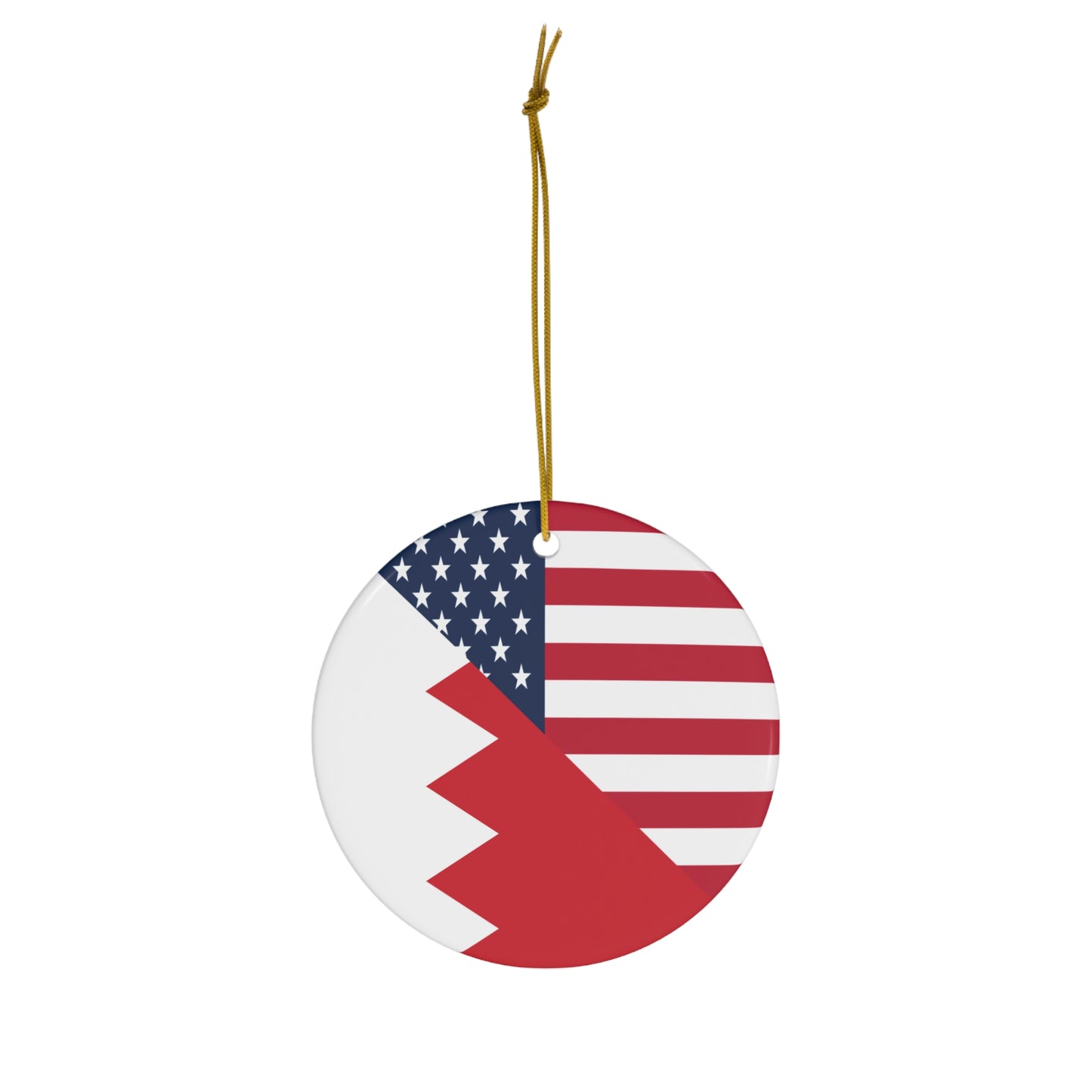 Bahrain American Flag Half Bahraini USA Ceramic Ornament | Christmas Tree Ornaments