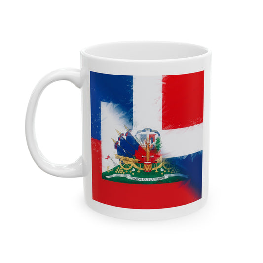 Haiti Dominican Republic Flag | Hispaniola DR Half Haitian Dominican Flag Ceramic Mug 11oz, 15oz Cup