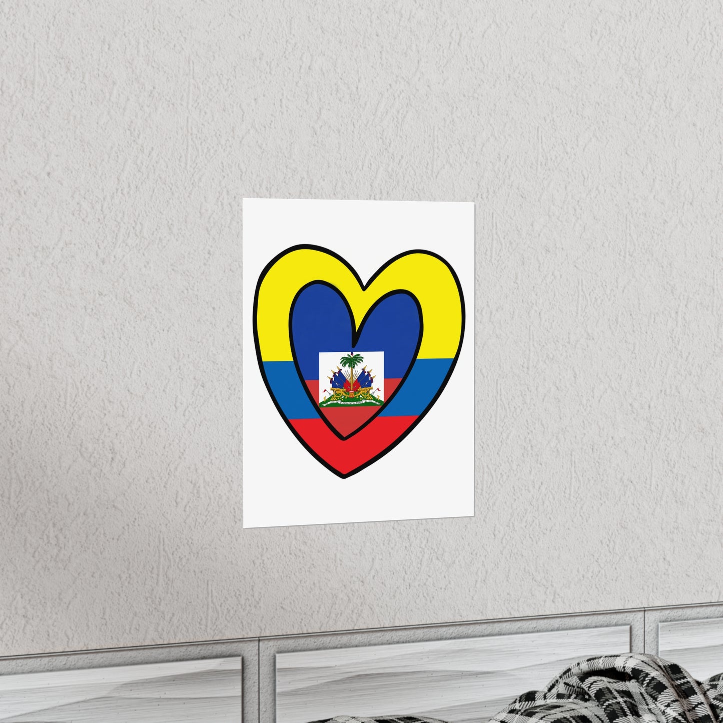 Colombian Haitian Flag Inner Heart Colombia Haiti  Premium Matte Poster