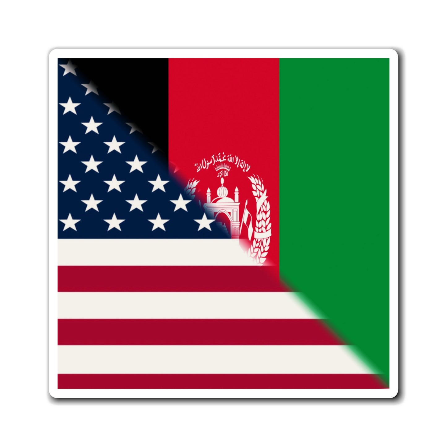 Afghanistan USA Flag | Half Afghan American Magnet