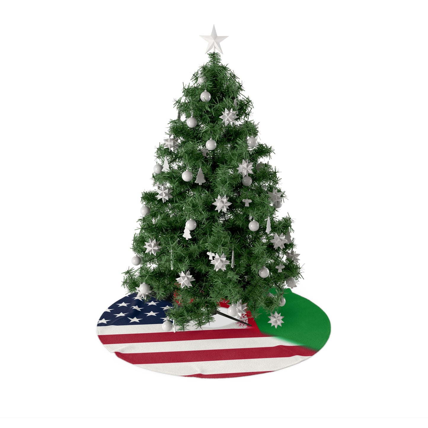 Afghanistan USA Flag | Half Afghan American Christmas Tree Skirt