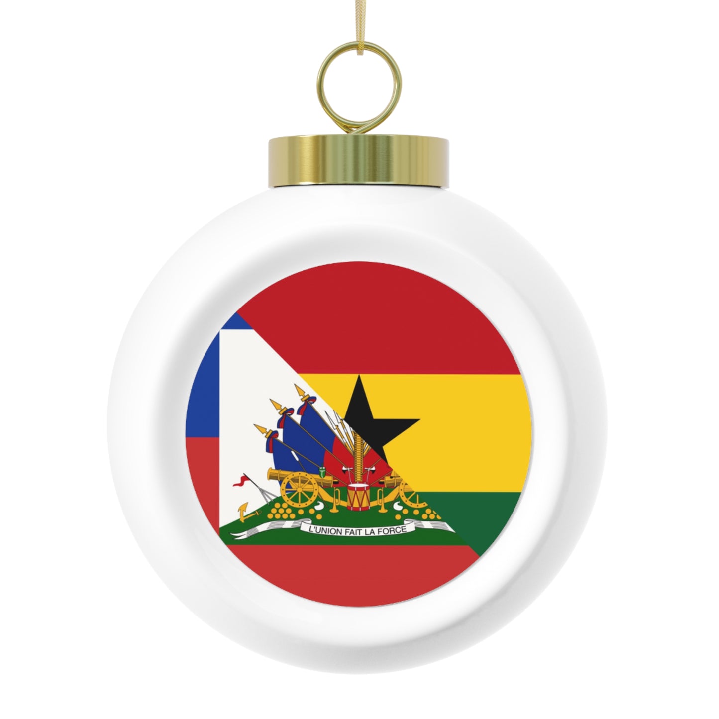 Haitian Ghanaian Flag | Half Haiti Ghana Christmas Tree Ball Ornament