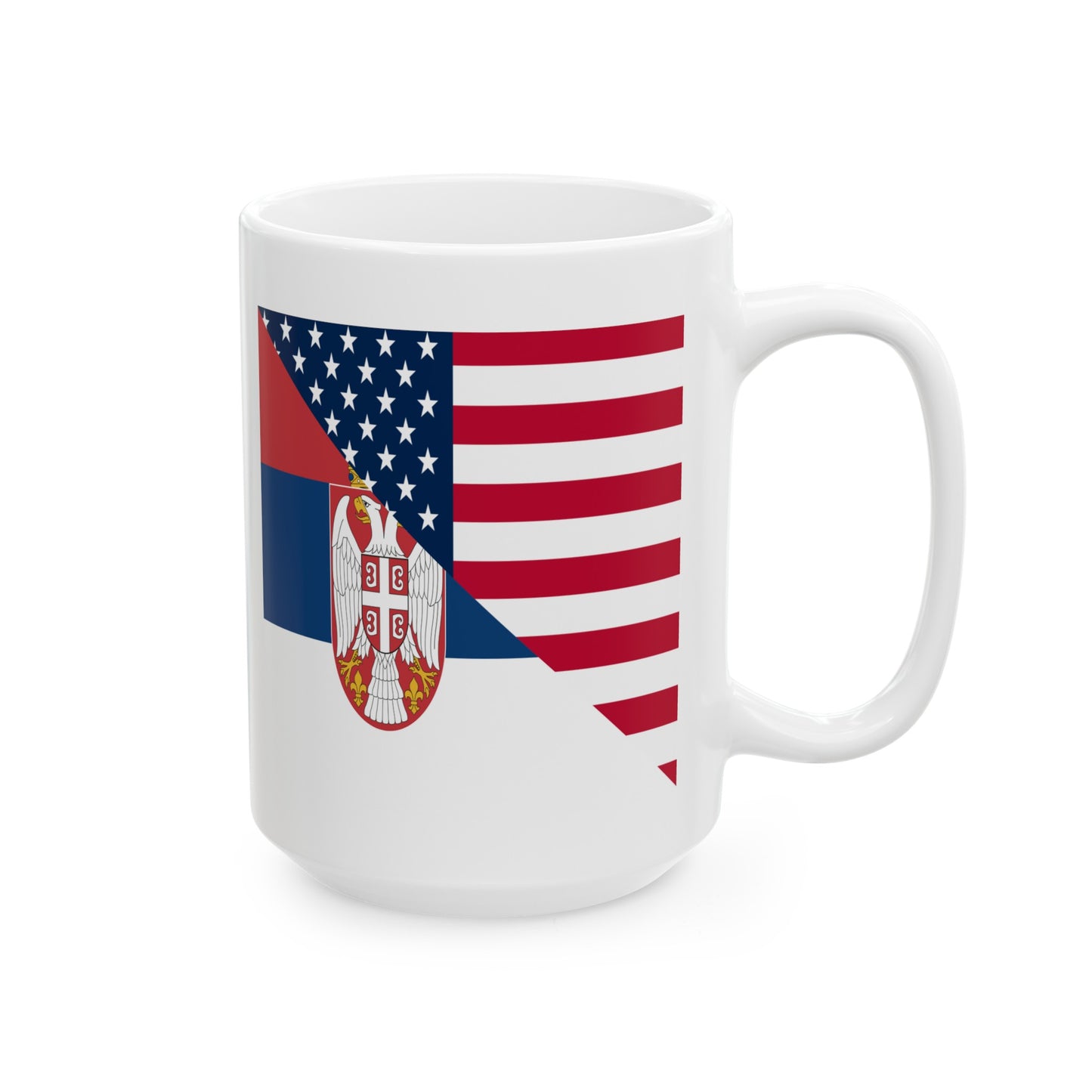 Serbian American Flag Half Serbia USA Ceramic Mug 11oz, 15oz Cup