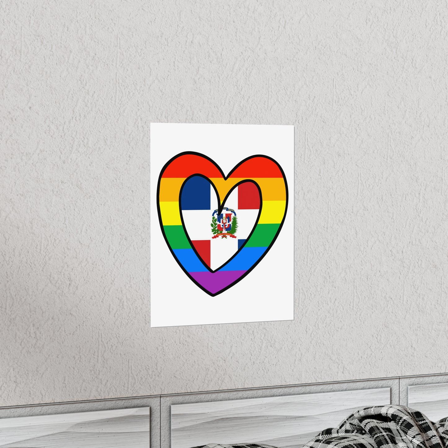 Dominican Rainbow Flag Heart DR Pride Month Premium Matte Poster