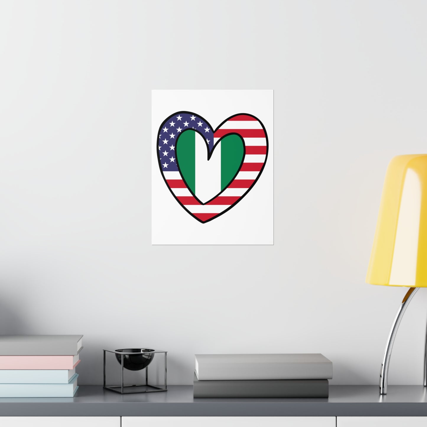 American Nigerian Flag Inner Heart USA Naija Nigeria Premium Matte Poster