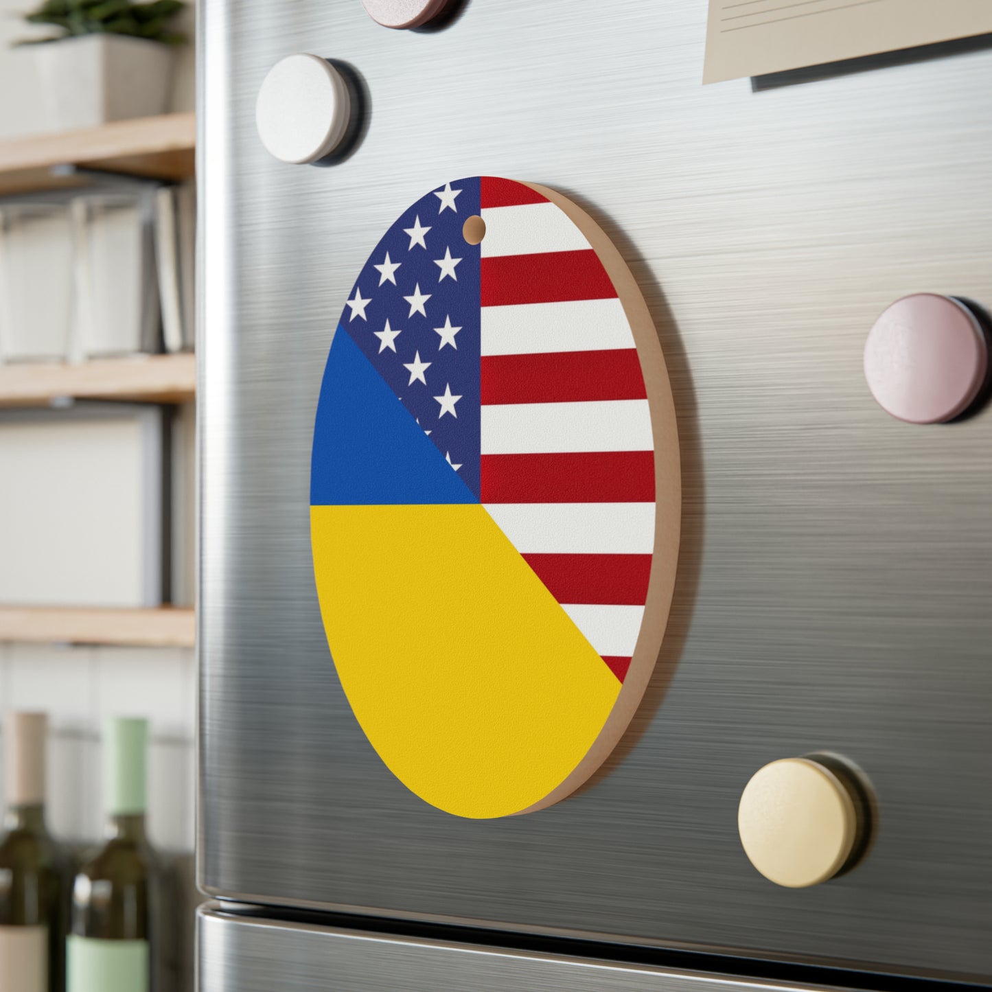 Ukrainian American Flag | Half Ukraine USA Wooden Ornament