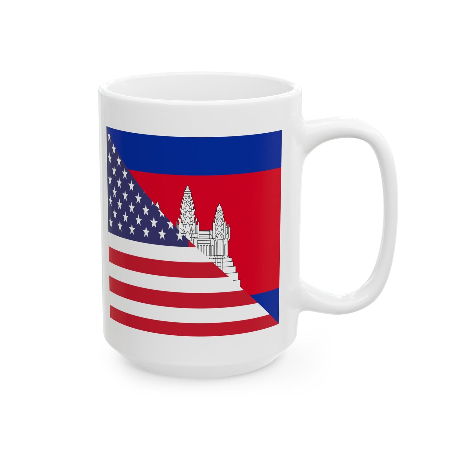 Cambodian American Flag Half Cambodia USA Ceramic Mug 11oz, 15oz Cup