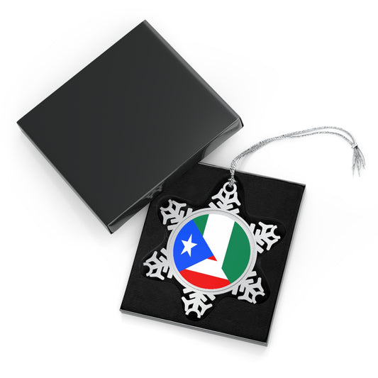 Nigerian Puerto Rican Flag Nigeria PR Pewter Snowflake Ornament