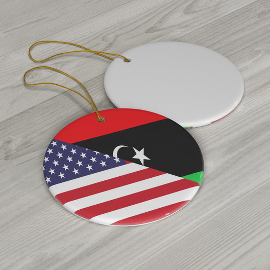 Libya American Flag Libyan USA Ceramic Ornament | Christmas Tree Ornaments