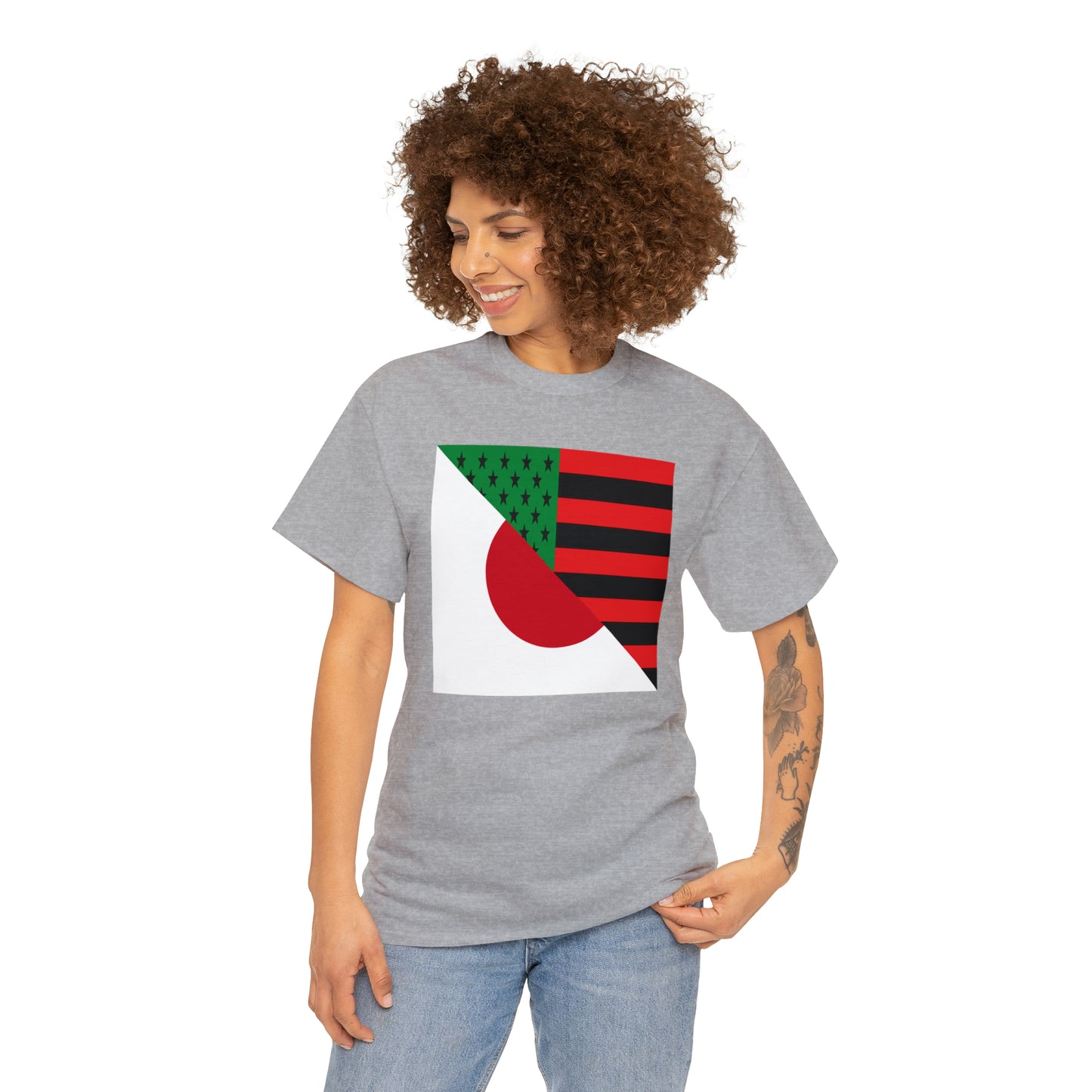 Black Japanese Flag Half African American Japan T-Shirt | Unisex Tee Shirt