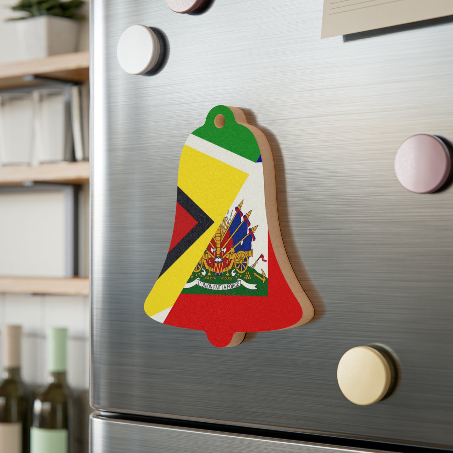 Guyanese Haitian Flag | Half Guyana Haiti Flag Wooden Ornament