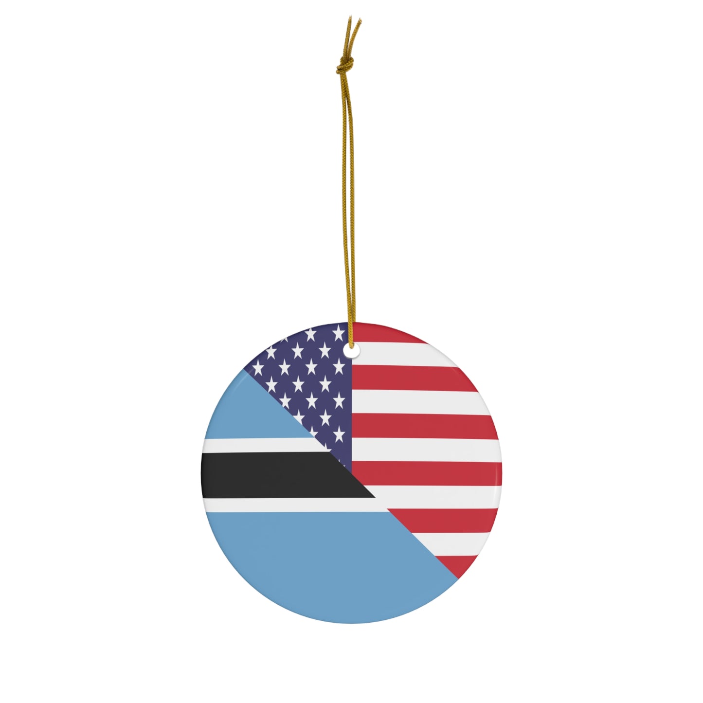 Botswana American Flag USA Ceramic Ornament | Christmas Tree Ornaments