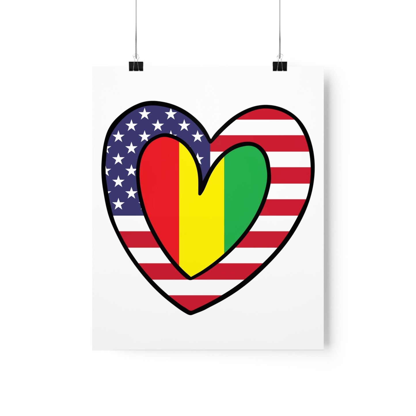 Guinean American Heart Valentines Day Wedding Gift Half Guinea USA Flag Premium Matte Poster