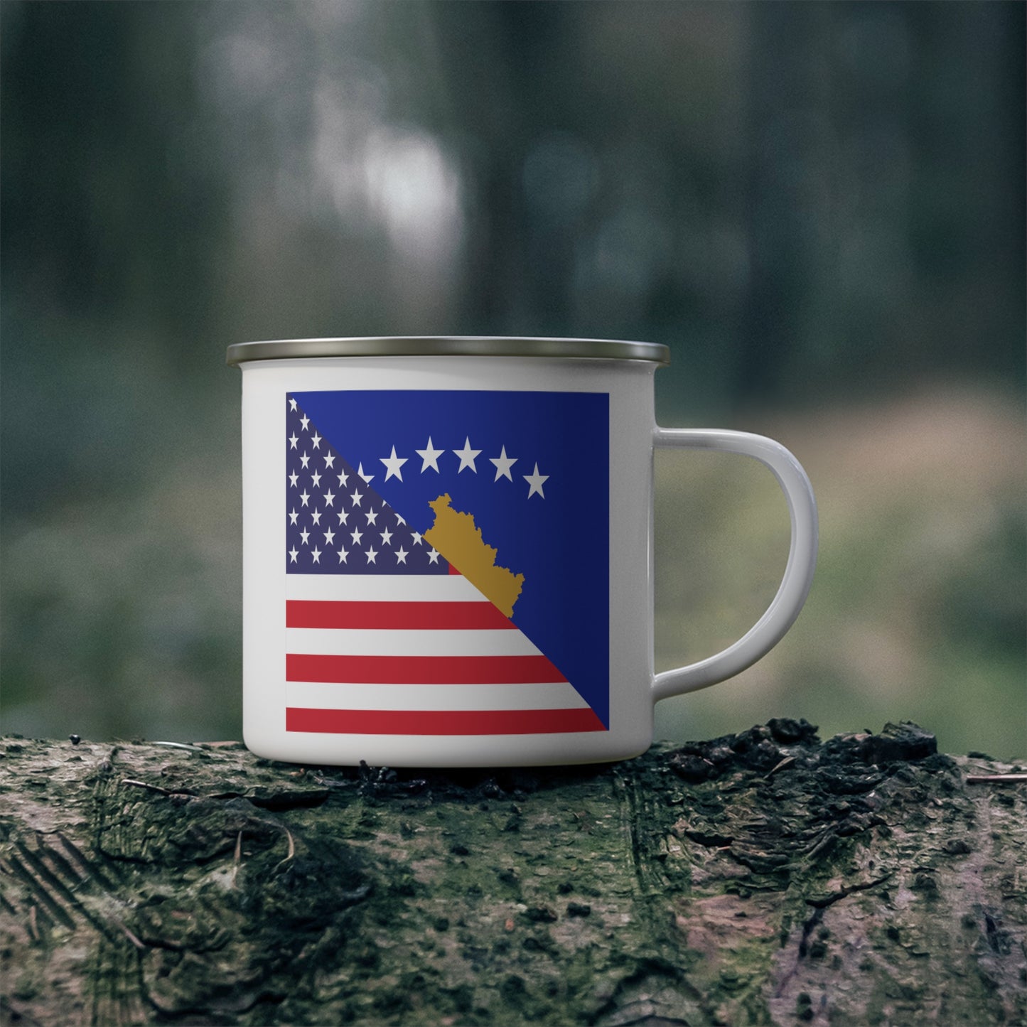 Kosovo American Flag Kosovar 12oz Enamel Mug