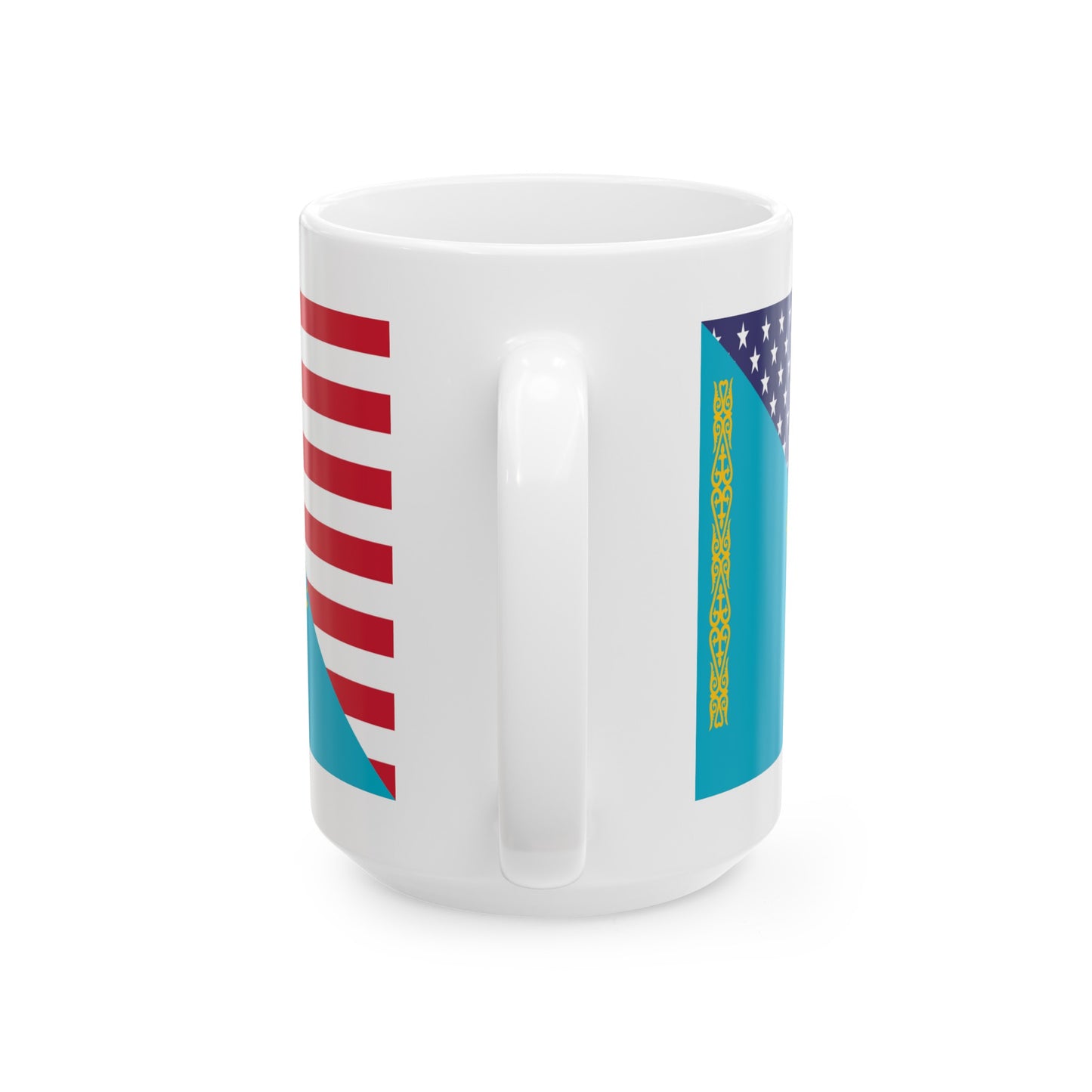 Kazakhstan American Flag USA Ceramic Mug 11oz, 15oz Cup