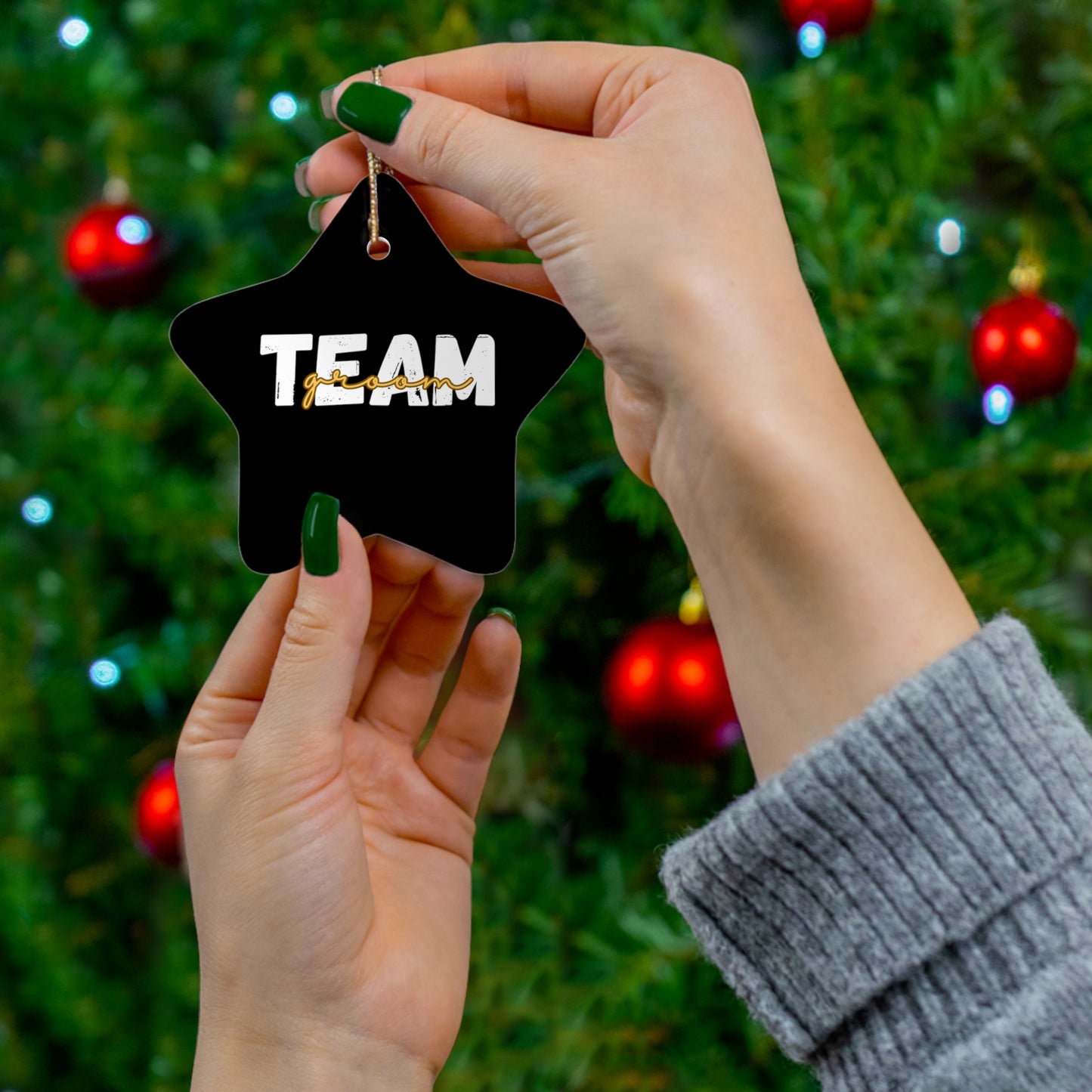 Team Groom Squad Bridal Shower Bachelor Wedding Gift Ceramic Ornament | Christmas Tree Ornaments