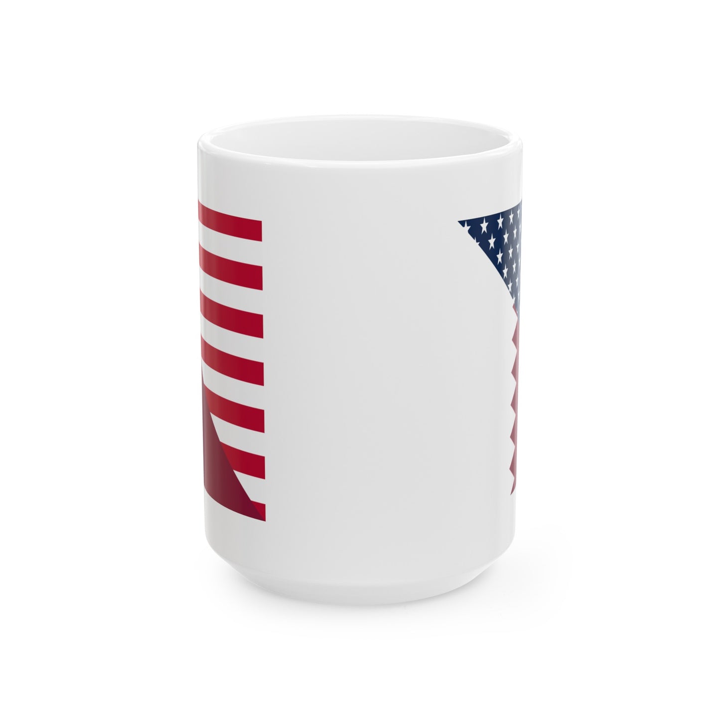 Qatar American Flag Half Qatari USA Ceramic Mug 11oz, 15oz Cup